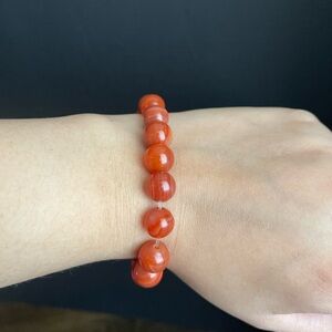 Agate carnelian stretchy crystal bead bracelet